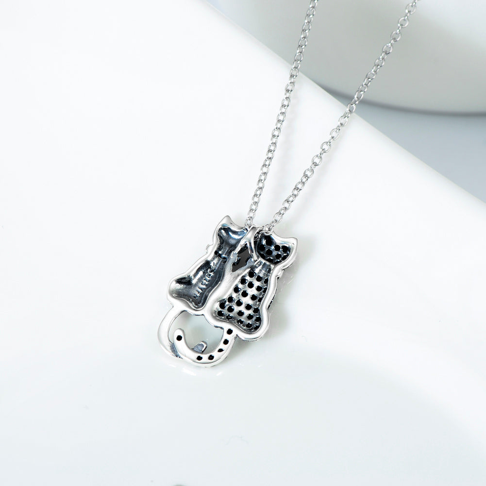 Black And White Cat Necklace