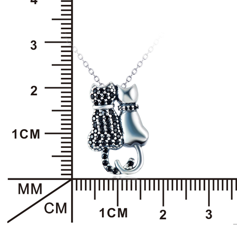 Black And White Cat Necklace