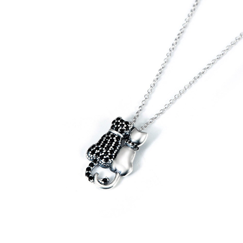 Black And White Cat Necklace