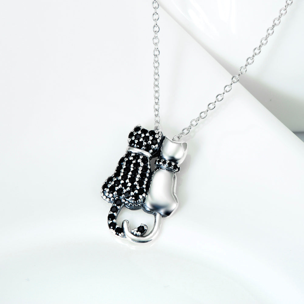 Black And White Cat Necklace