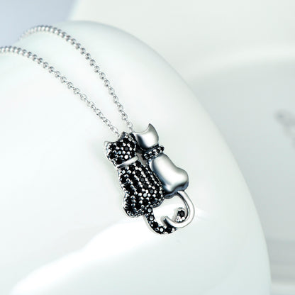 Black And White Cat Necklace