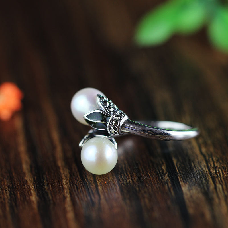 S925 silver jewelry freshwater pearl ring