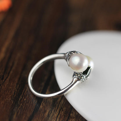 S925 silver jewelry freshwater pearl ring