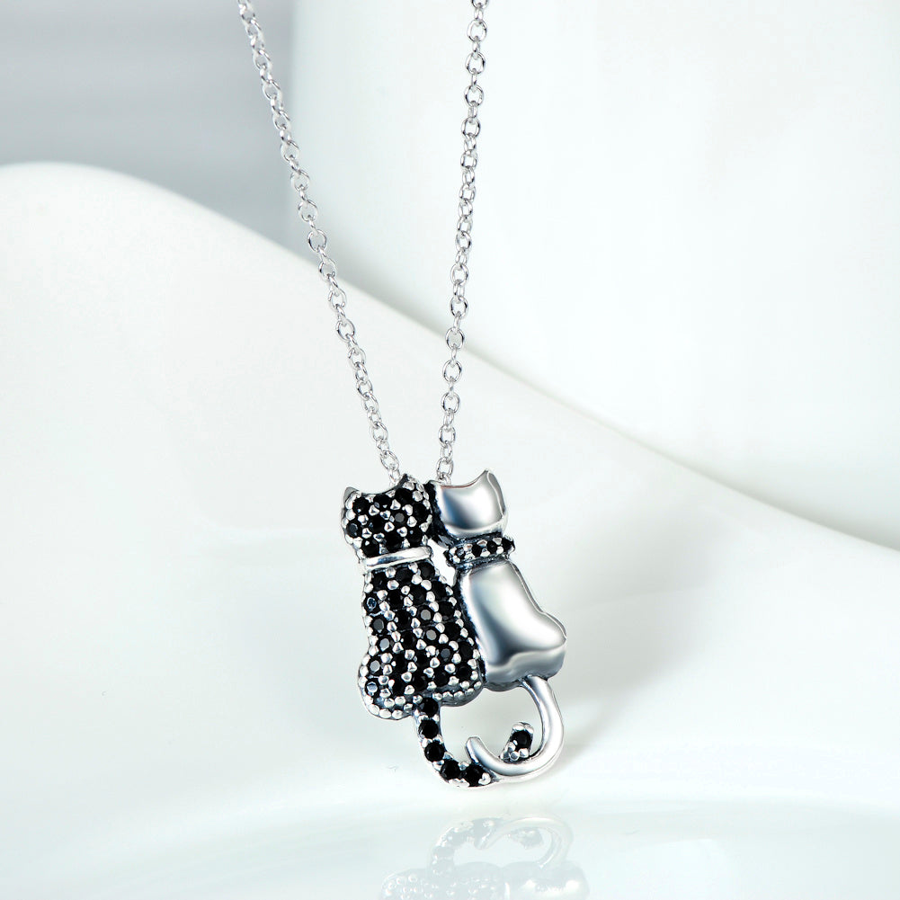 Black And White Cat Necklace