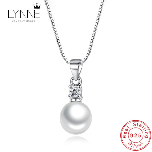 925 Sterling Silver Pearl Zircon Pendant Necklace