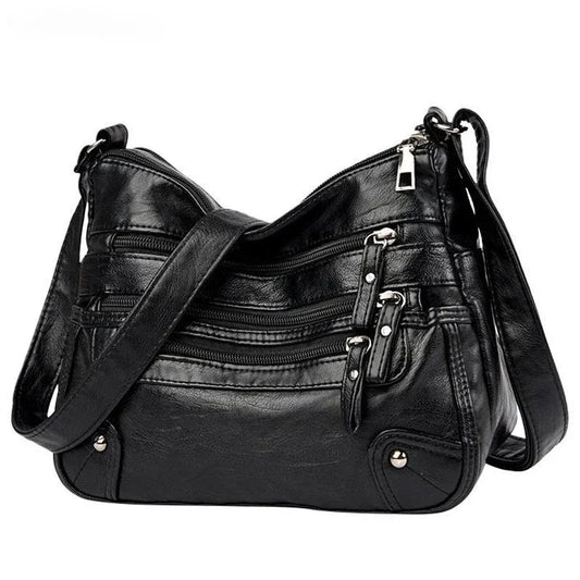 Women's Soft Leather Shoulder Bags Multi-Layer